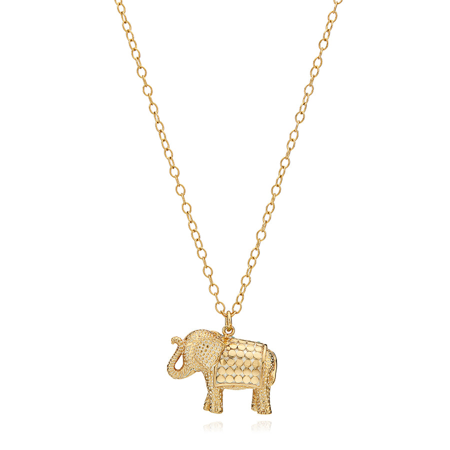 Turquoise Pavé Elephant Charm Necklace